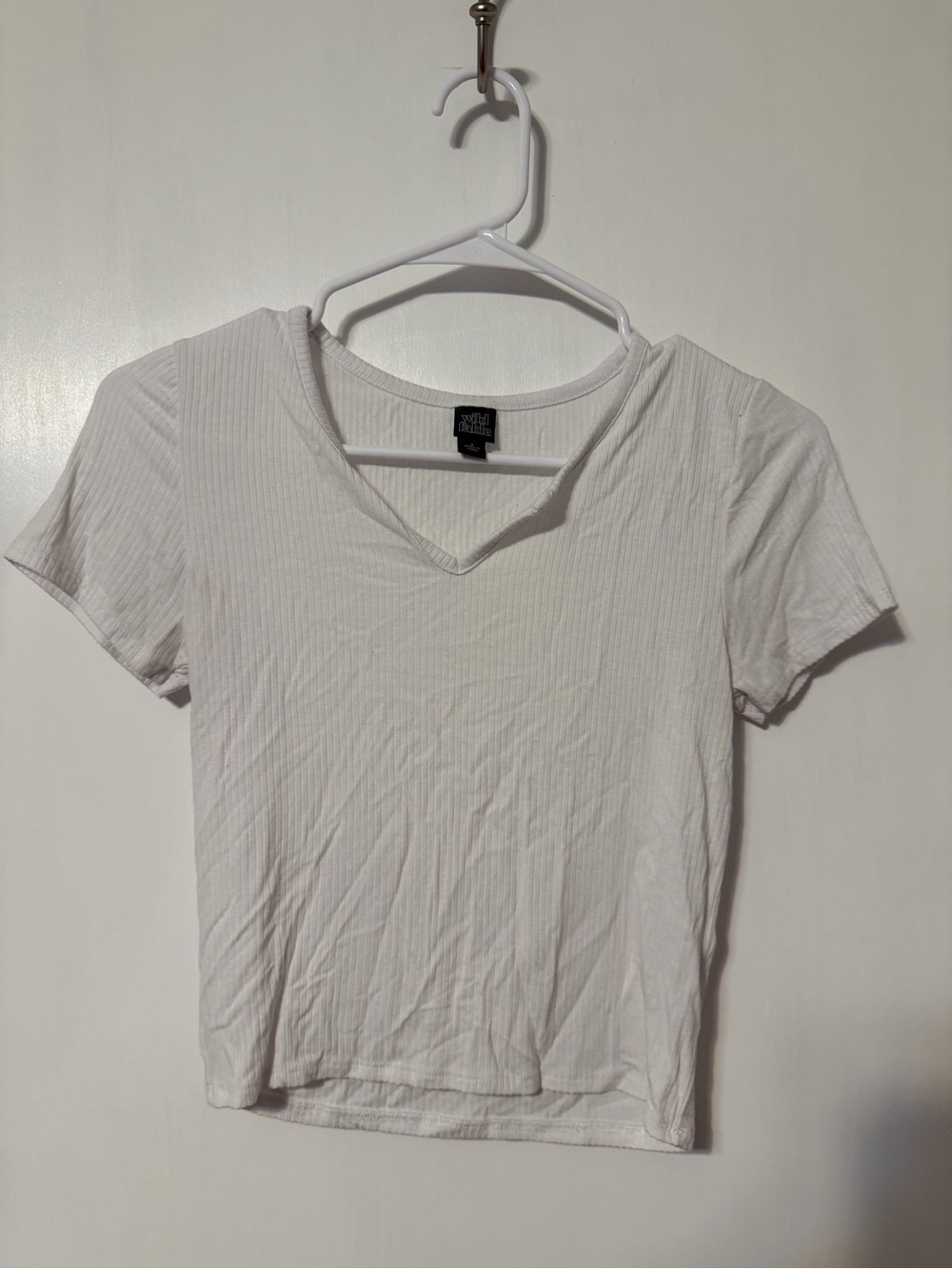 wild fable White Ribbed V-Neck Crop Top